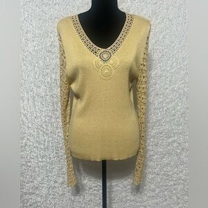 JULIANA SILK BLEND KNIT WOMENS SWEATER SIZE L